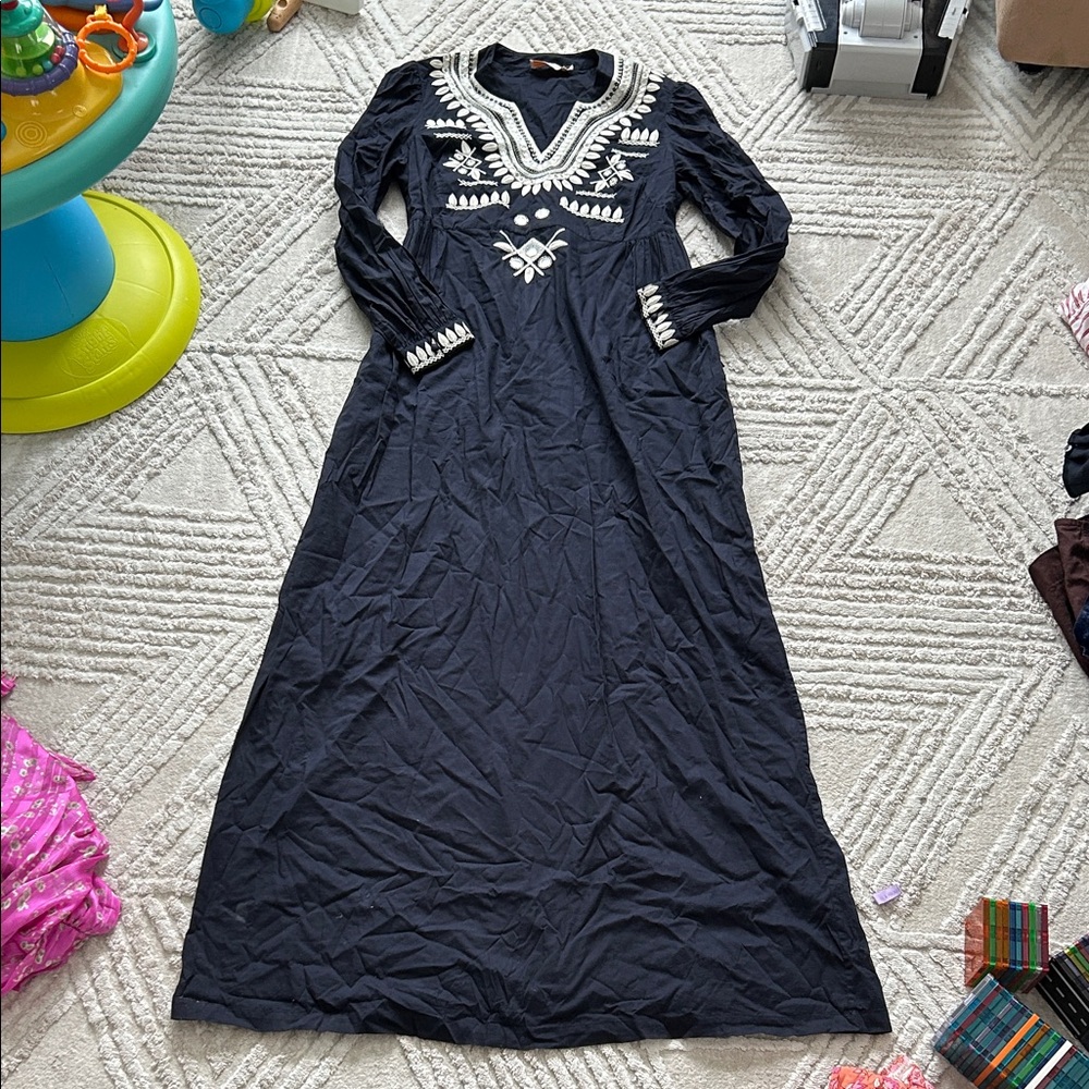 Tory Burch embroidered blue Maxi Dress